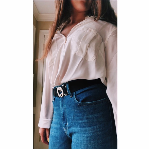 LOFT Tops - Cream half button down collared shirt🌟